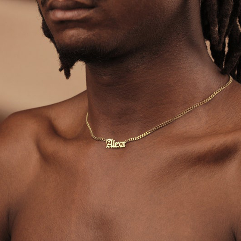 Custom Font Name Necklace with 3mm Cuban Chain