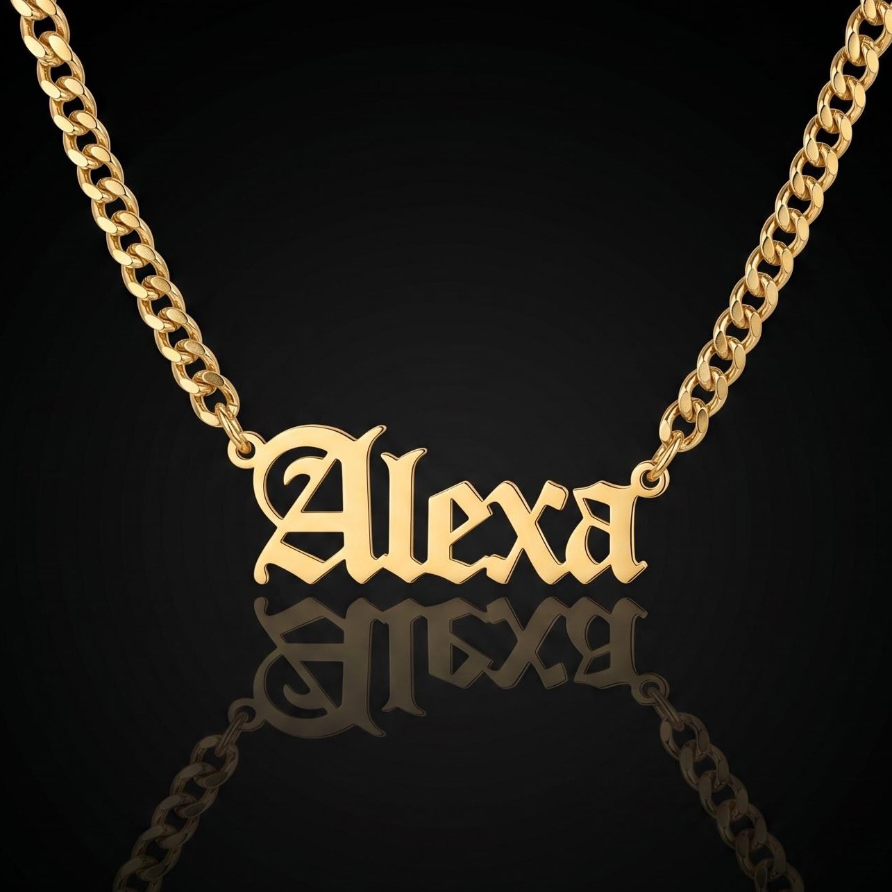 Custom Font Name Necklace with 3mm Cuban Chain Custom Font Name Necklace with 3mm Cuban Chain