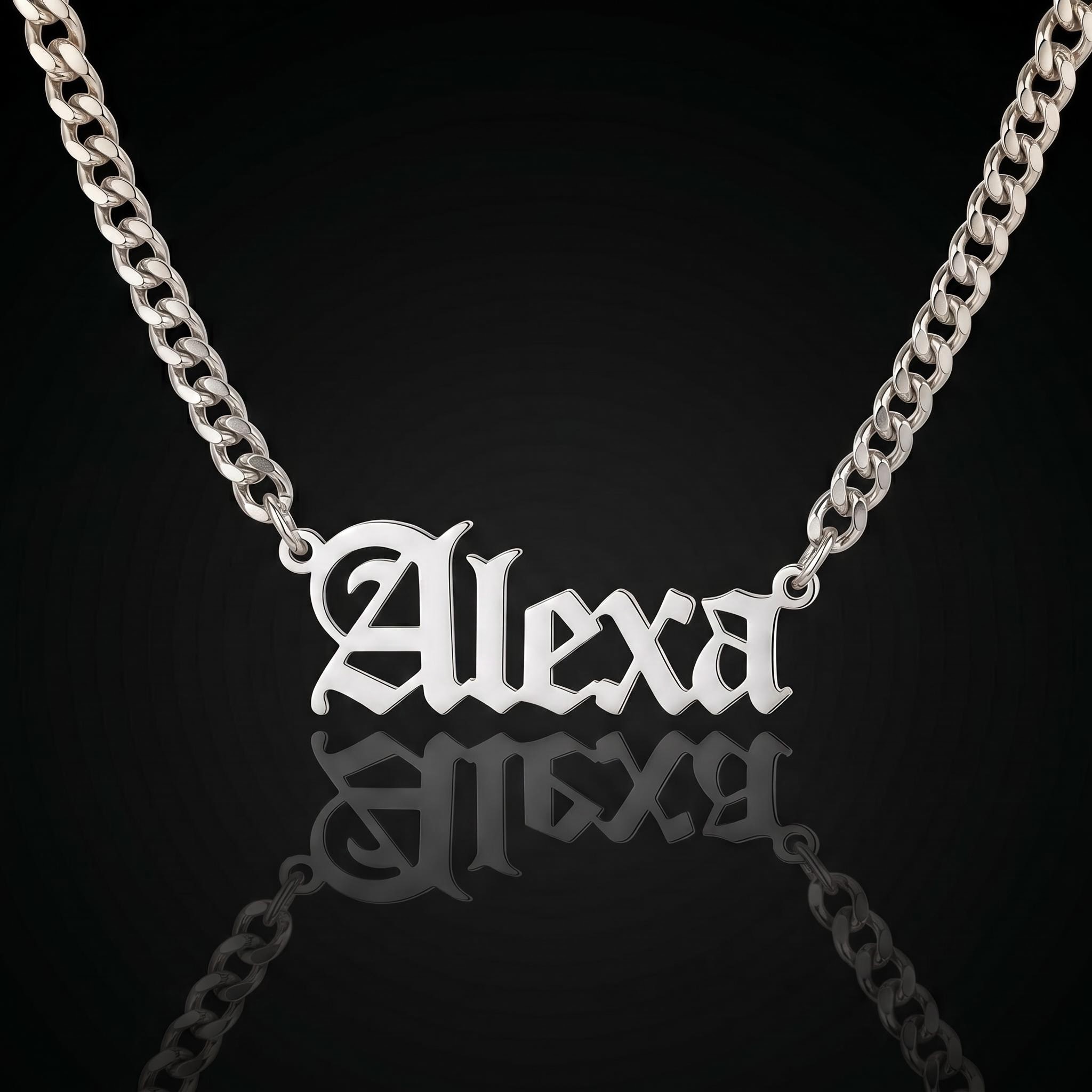 Custom Font Name Necklace with 3mm Cuban Chain Custom Font Name Necklace with 3mm Cuban Chain