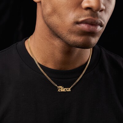 Custom Font Name Necklace with 3mm Cuban Chain