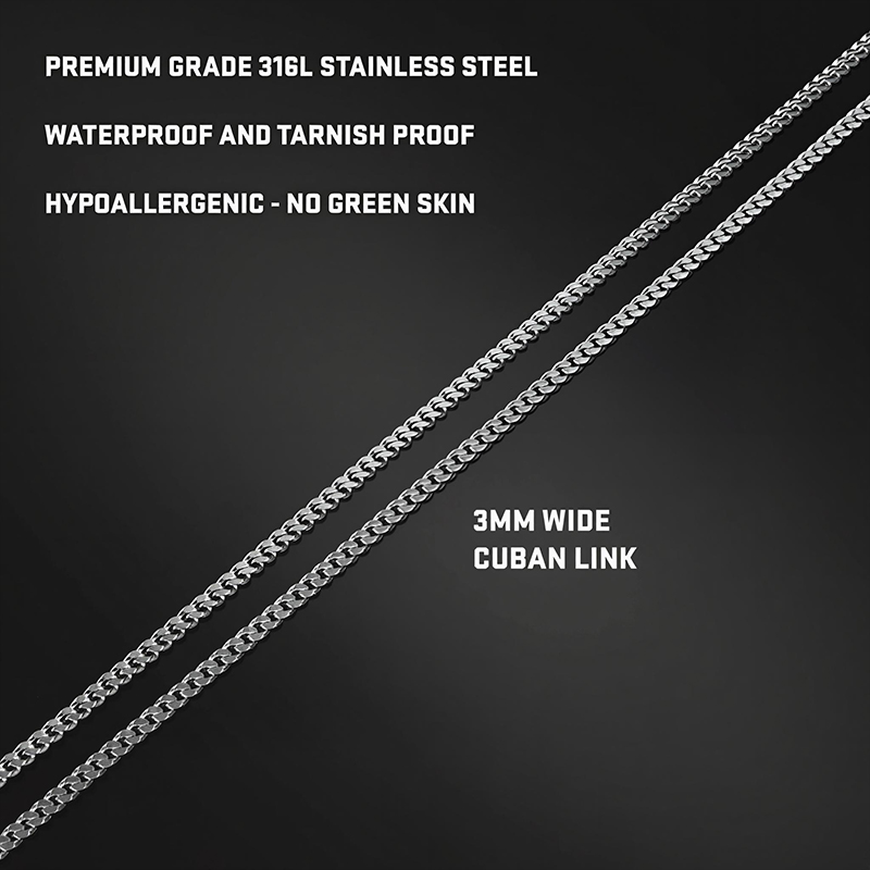 3mm Custom Name Stainless Steel Cuban Chain