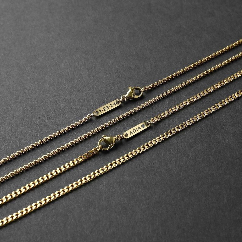 3mm Custom Name  Round Box Chain in Gold