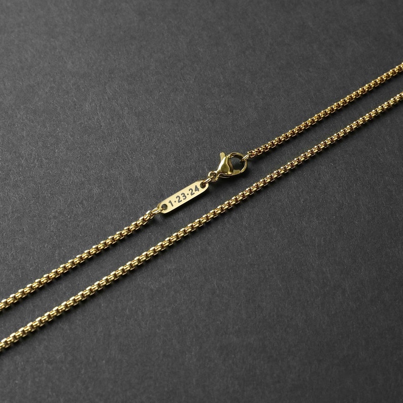 3mm Custom Name  Round Box Chain in Gold