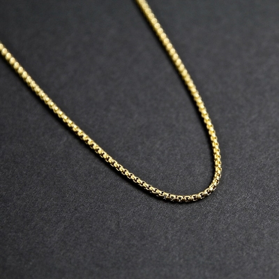 3mm Custom Name  Round Box Chain in Gold