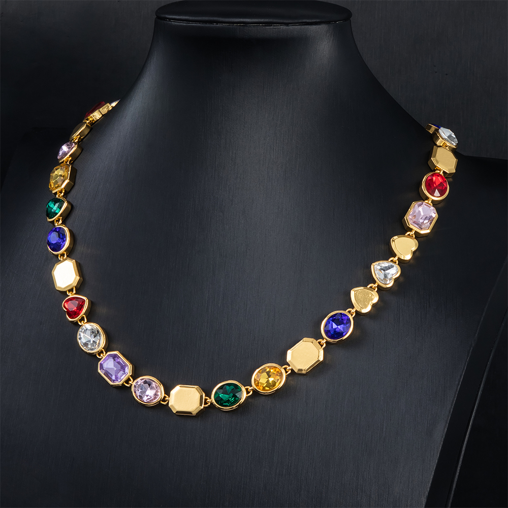 10mm Multi-color Diamonds Chain in Gold