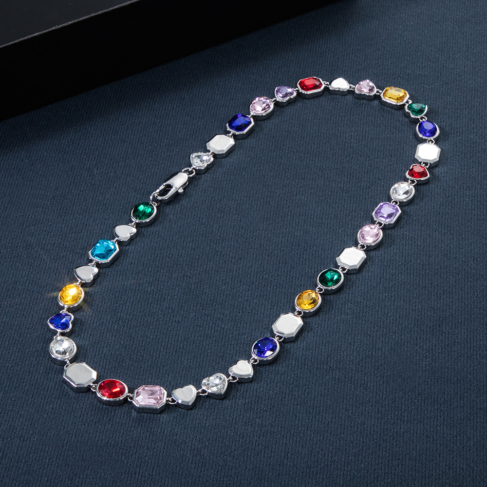 10mm Multi-color Diamonds Chain in White Gold