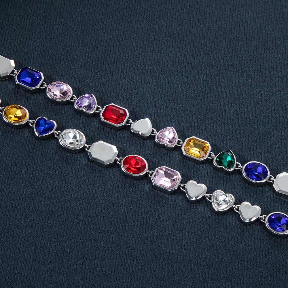 10mm Multi-color Diamonds Chain in White Gold