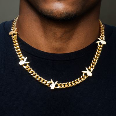 8mm Bunny Heads Cuban Chain in Gold