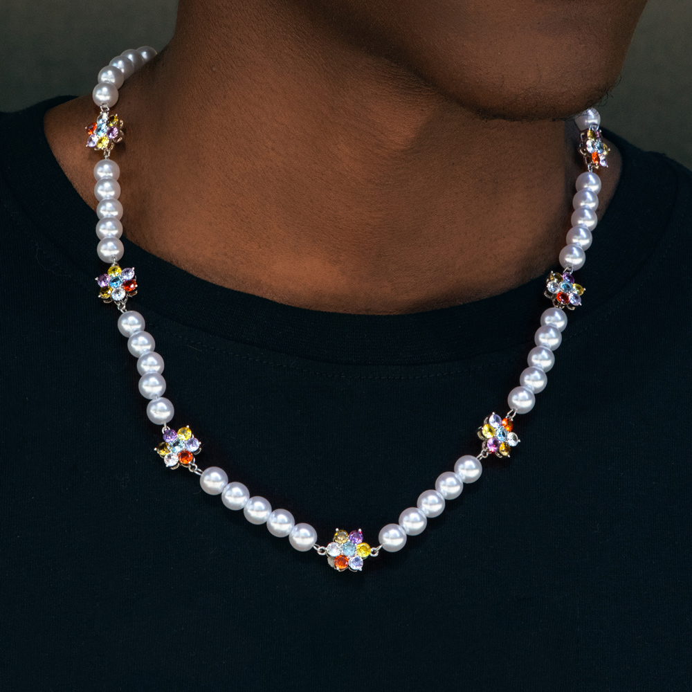 8mm Multi-color Flower Pearl Necklace