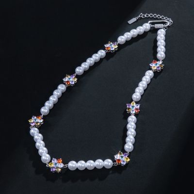 8mm Multi-color Flower Pearl Necklace