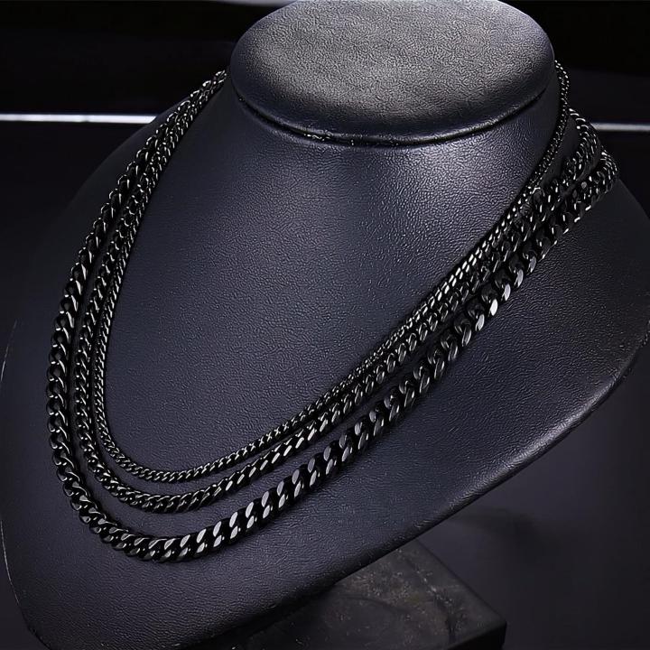 3.5mm/5mm/7mm Diamond-Cut Cuban Chain in Black 3.5mm/5mm/7mm Diamond-Cut Cuban Chain in Black