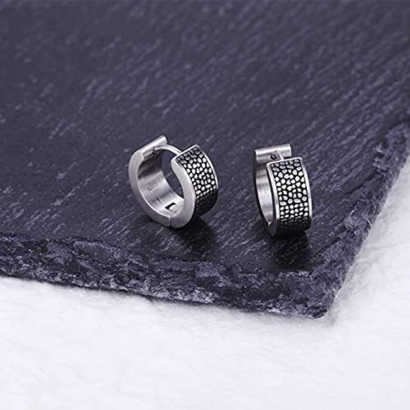 Stainless Steel Reptile Pattern Huggie Earrings