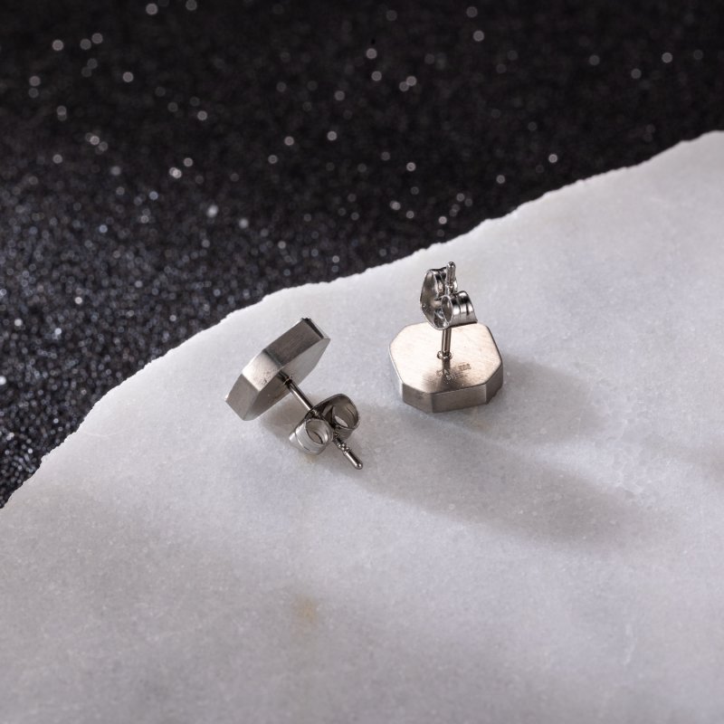 Stainless Steel Octagon Stud Earring