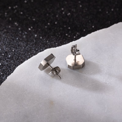 Stainless Steel Octagon Stud Earring