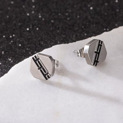 Stainless Steel Octagon Stud Earring