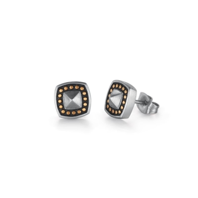 Golden Dots Pyramid Stud Earrings in White Gold