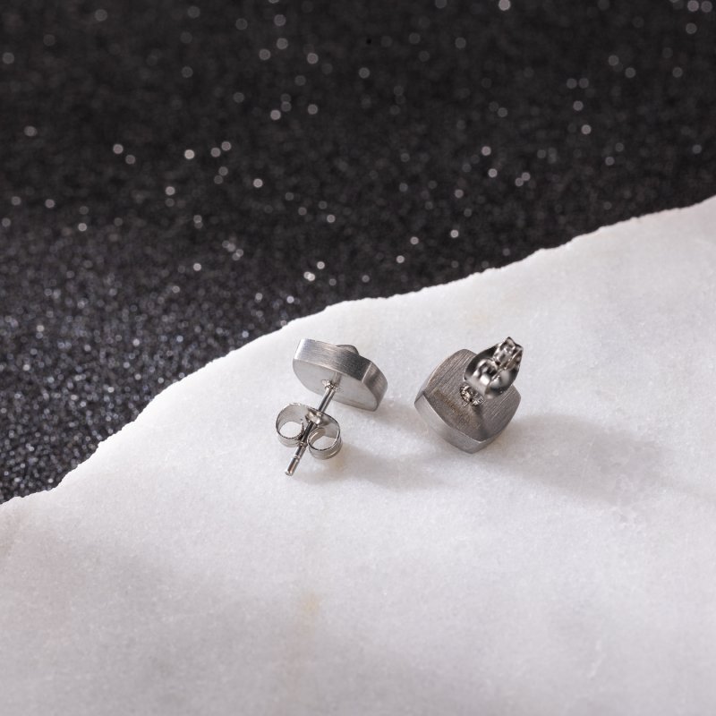 Golden Dots Pyramid Stud Earrings in White Gold