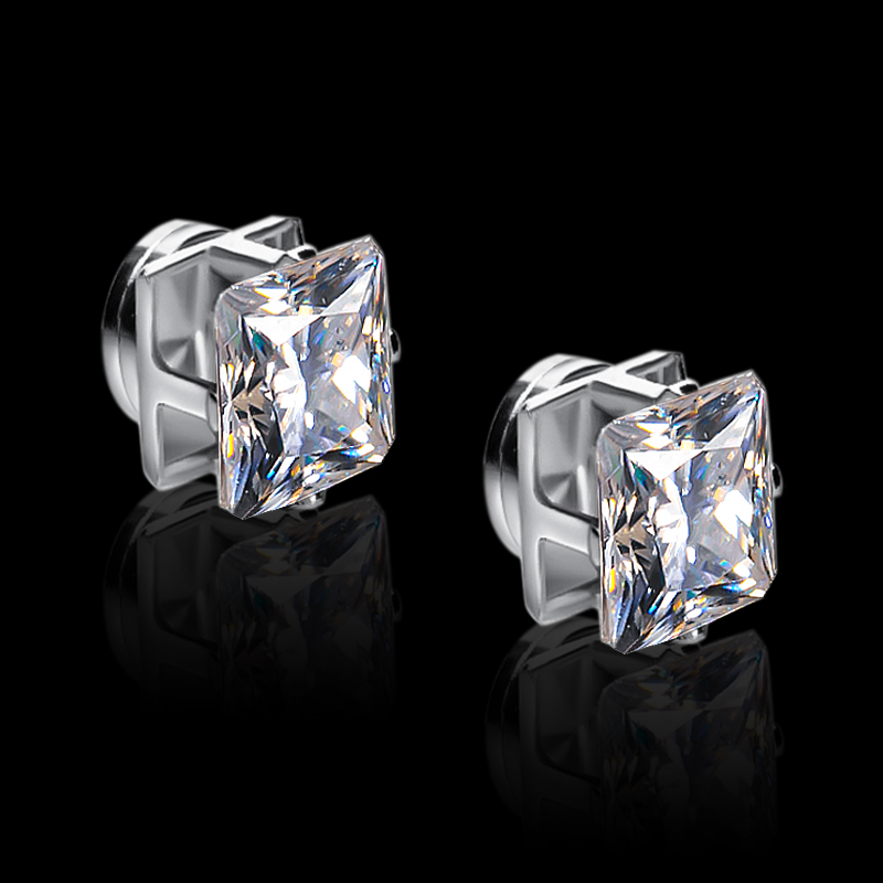 Princess Cut Magnetic Stud Earrings