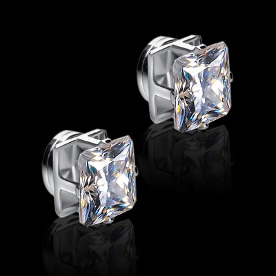 Princess Cut Magnetic Stud Earrings