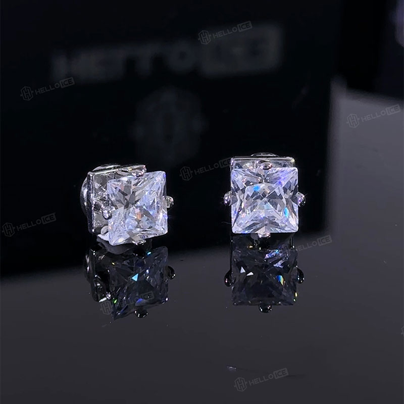 Princess Cut Magnetic Stud Earrings