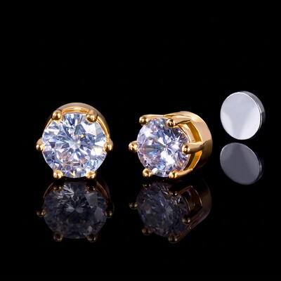 Round Cut Strong Magnetic Stud Earrings