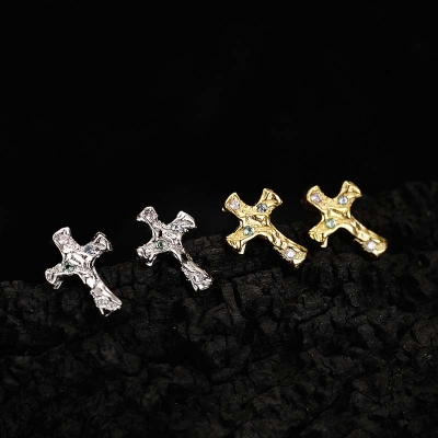 Cross Iced Stud Earrings