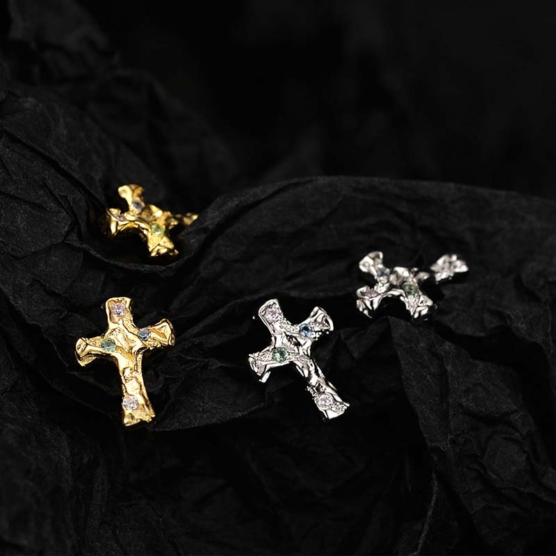 Cross Iced Stud Earrings