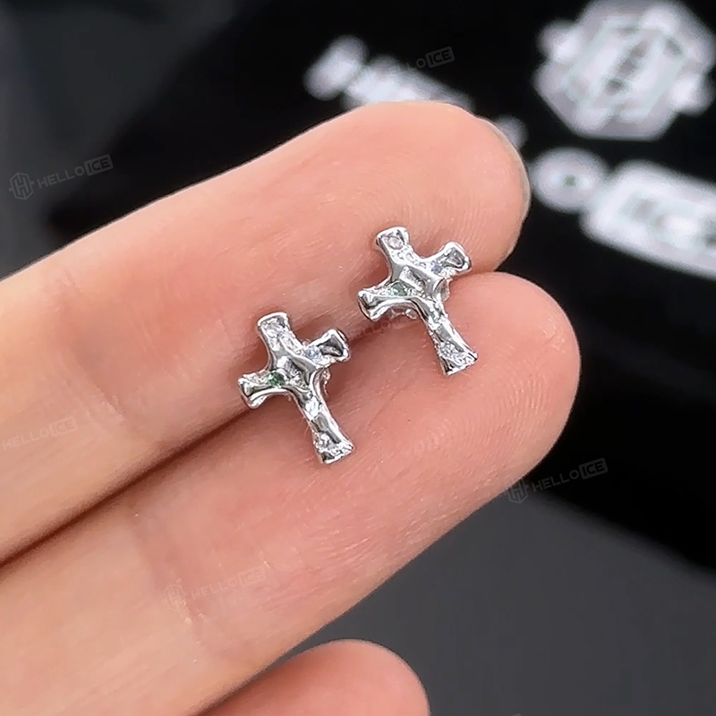 Cross Iced Stud Earrings