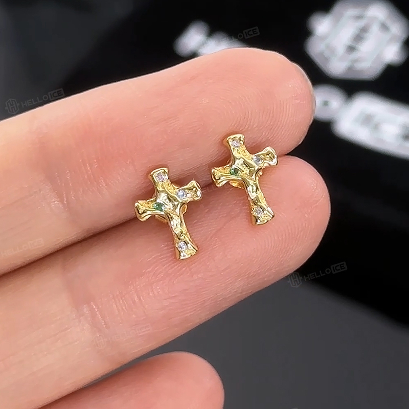 Cross Iced Stud Earrings