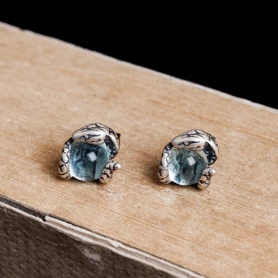 Snake Twist Light Blue Stud Earrings