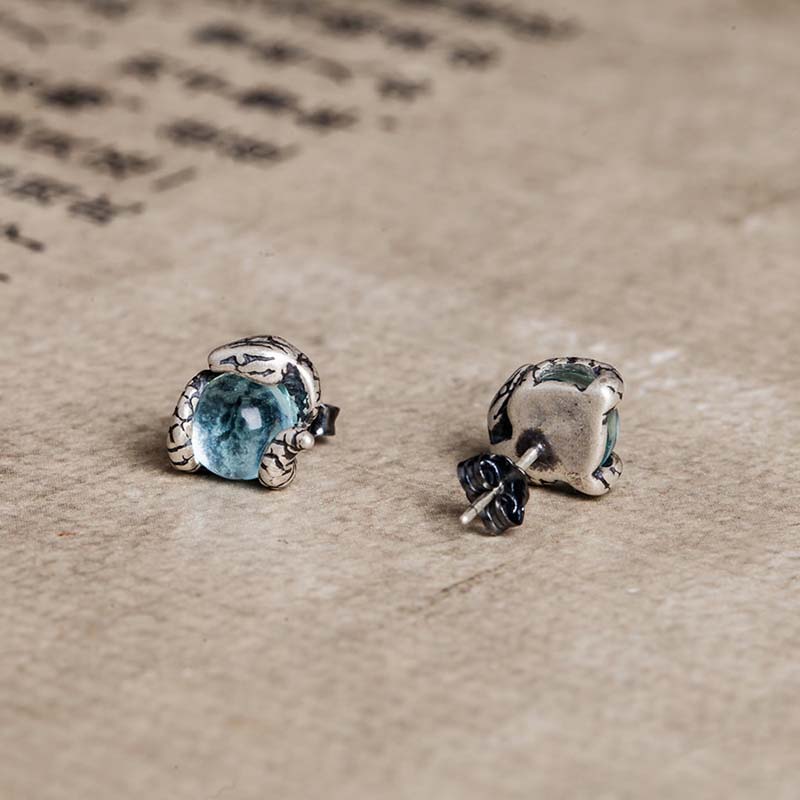 Snake Twist Light Blue Stud Earrings