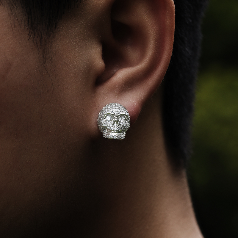 Iced Skull Stud Earrings