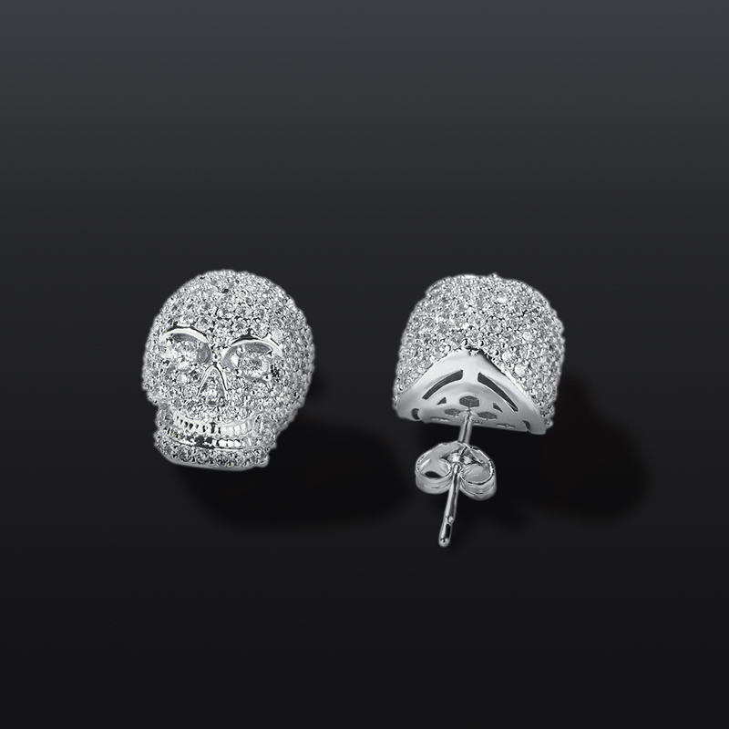 Iced Skull Stud Earrings