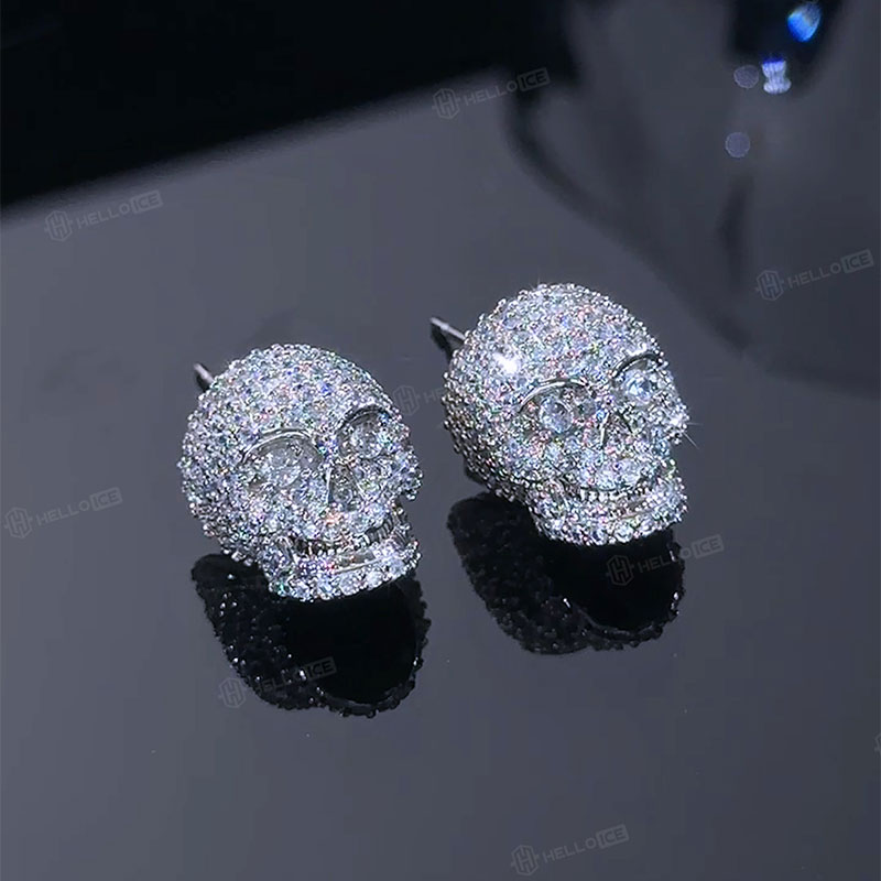 Iced Skull Stud Earrings