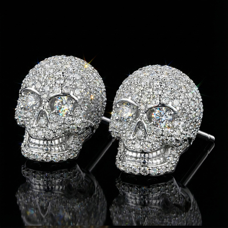 Iced Skull Stud Earrings