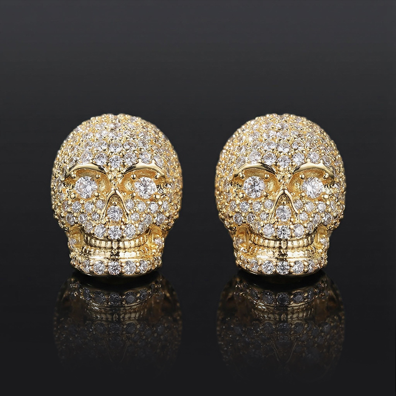 Iced Skull Stud Earrings