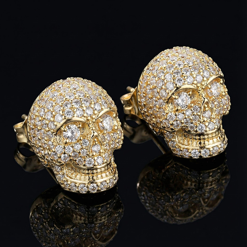 Iced Skull Stud Earrings