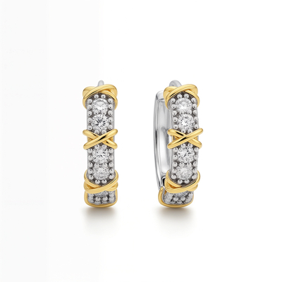 Infinity Link Iced Earrings in White Gold