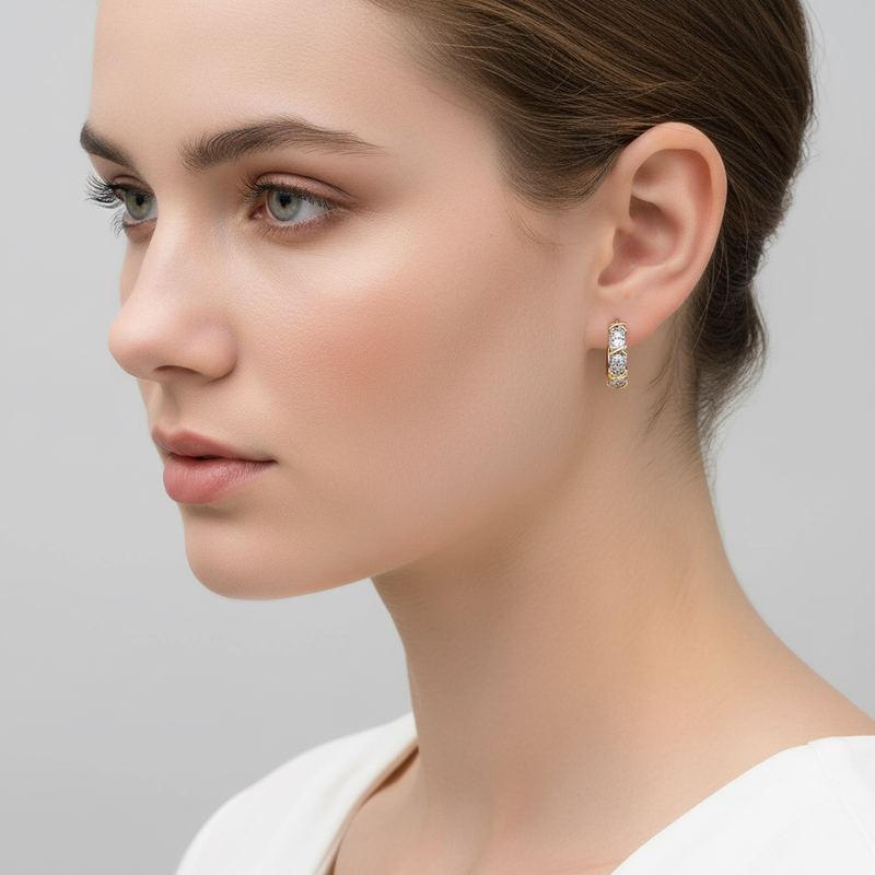 Infinity Link Iced Earrings in White Gold