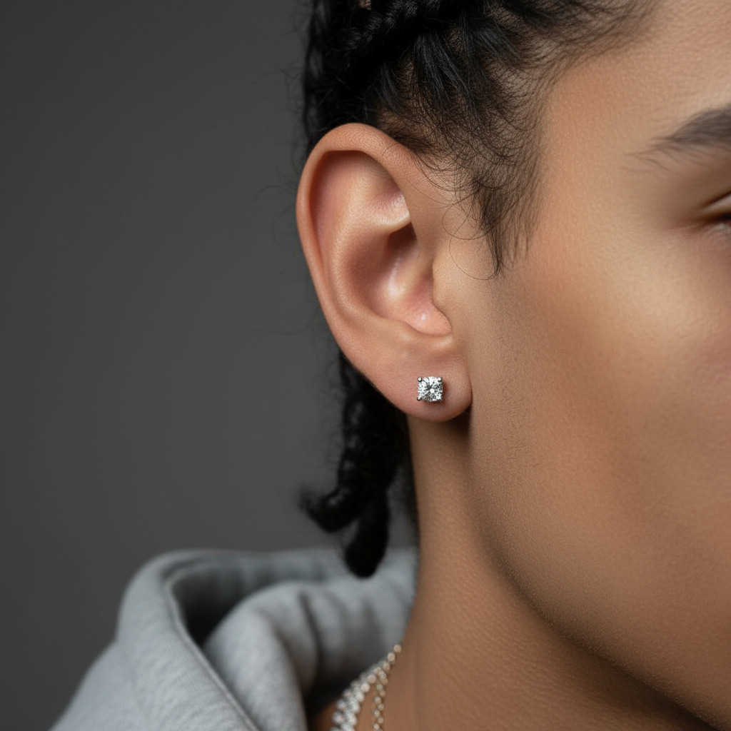 S925 Sterling Silver Moissanite Iced Out Round Cut Earrings S925 Sterling Silver Moissanite Iced Out Round Cut Earrings