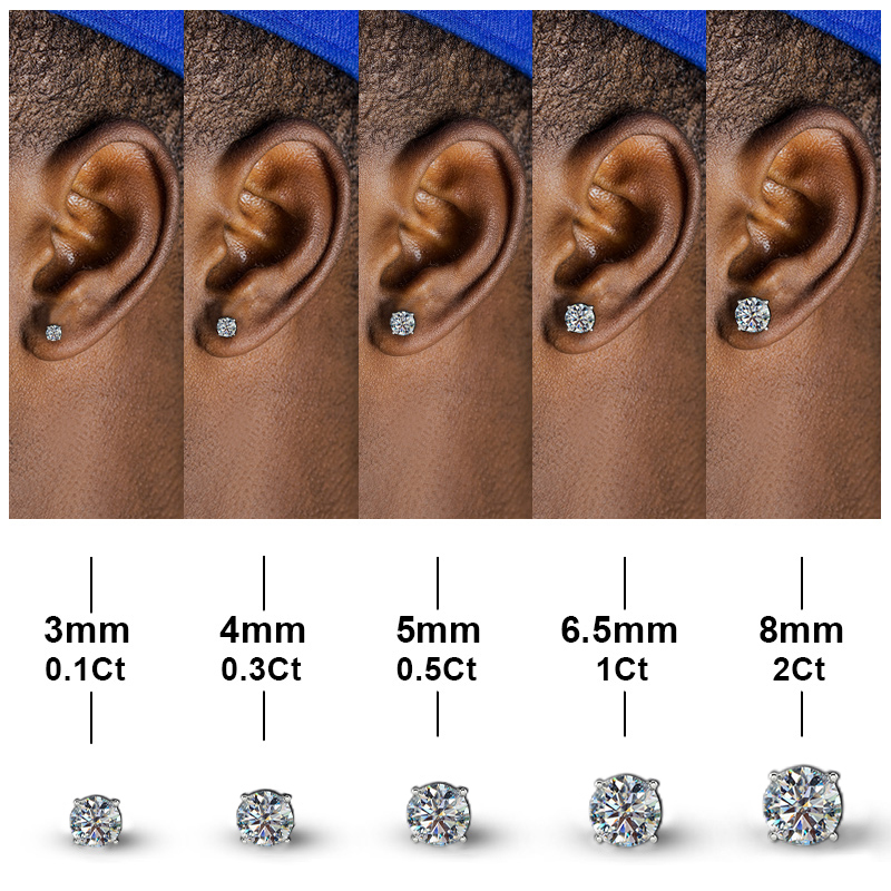 S925 Sterling Silver Moissanite Iced Out Round Cut Earrings S925 Sterling Silver Moissanite Iced Out Round Cut Earrings