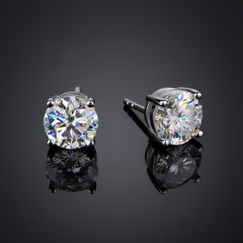 S925 Sterling Silver Moissanite Iced Out Round Cut Earrings S925 Sterling Silver Moissanite Iced Out Round Cut Earrings