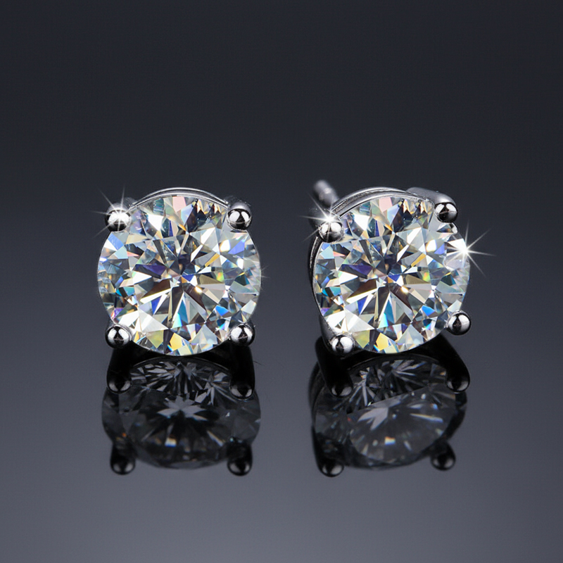 S925 Sterling Silver Moissanite Iced Out Round Cut Earrings S925 Sterling Silver Moissanite Iced Out Round Cut Earrings