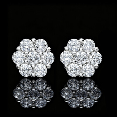 S925 Sterling Silver Moissanite Iced Out Studs Cluster Flower Earrings