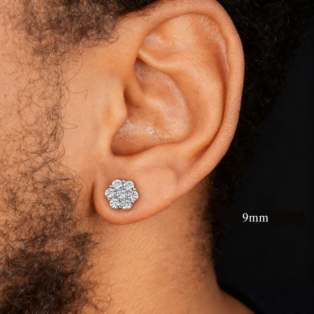 S925 Sterling Silver Moissanite Iced Out Studs Cluster Flower Earrings S925 Sterling Silver Moissanite Iced Out Studs Cluster Flower Earrings
