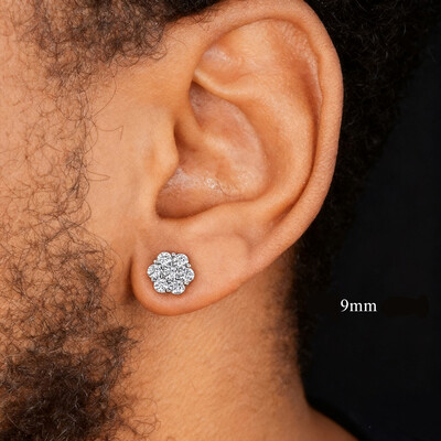 S925 Sterling Silver Moissanite Iced Out Studs Cluster Flower Earrings