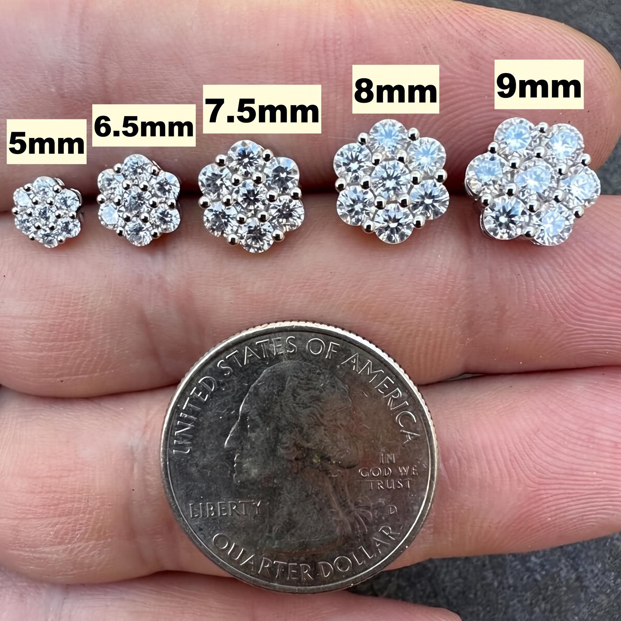 S925 Sterling Silver Moissanite Iced Out Studs Cluster Flower Earrings S925 Sterling Silver Moissanite Iced Out Studs Cluster Flower Earrings