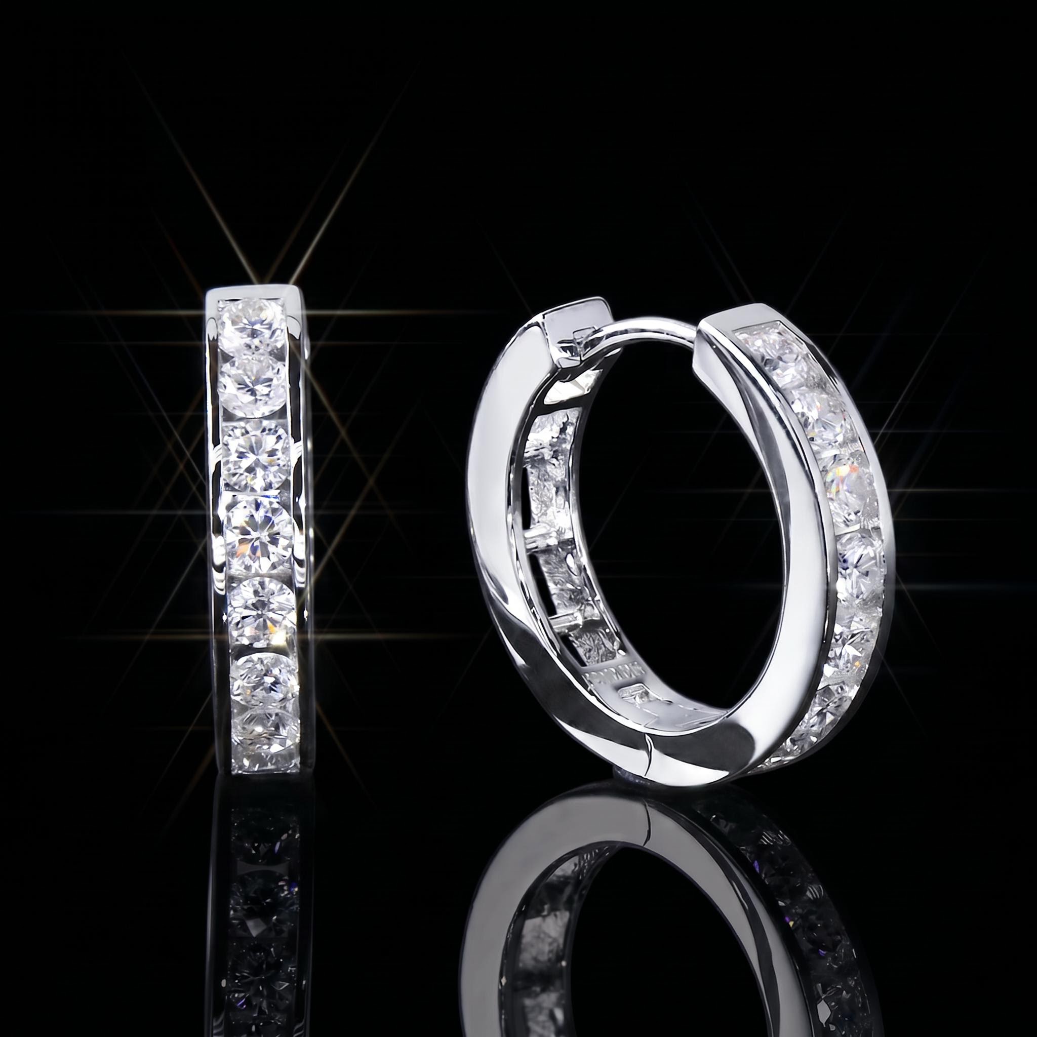 Moissanite Hoop Earrings in S925 Sterling Silver Moissanite Hoop Earrings in S925 Sterling Silver