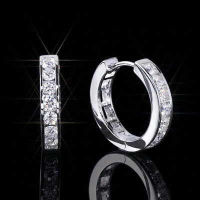 Moissanite Hoop Earrings in S925 Sterling Silver
