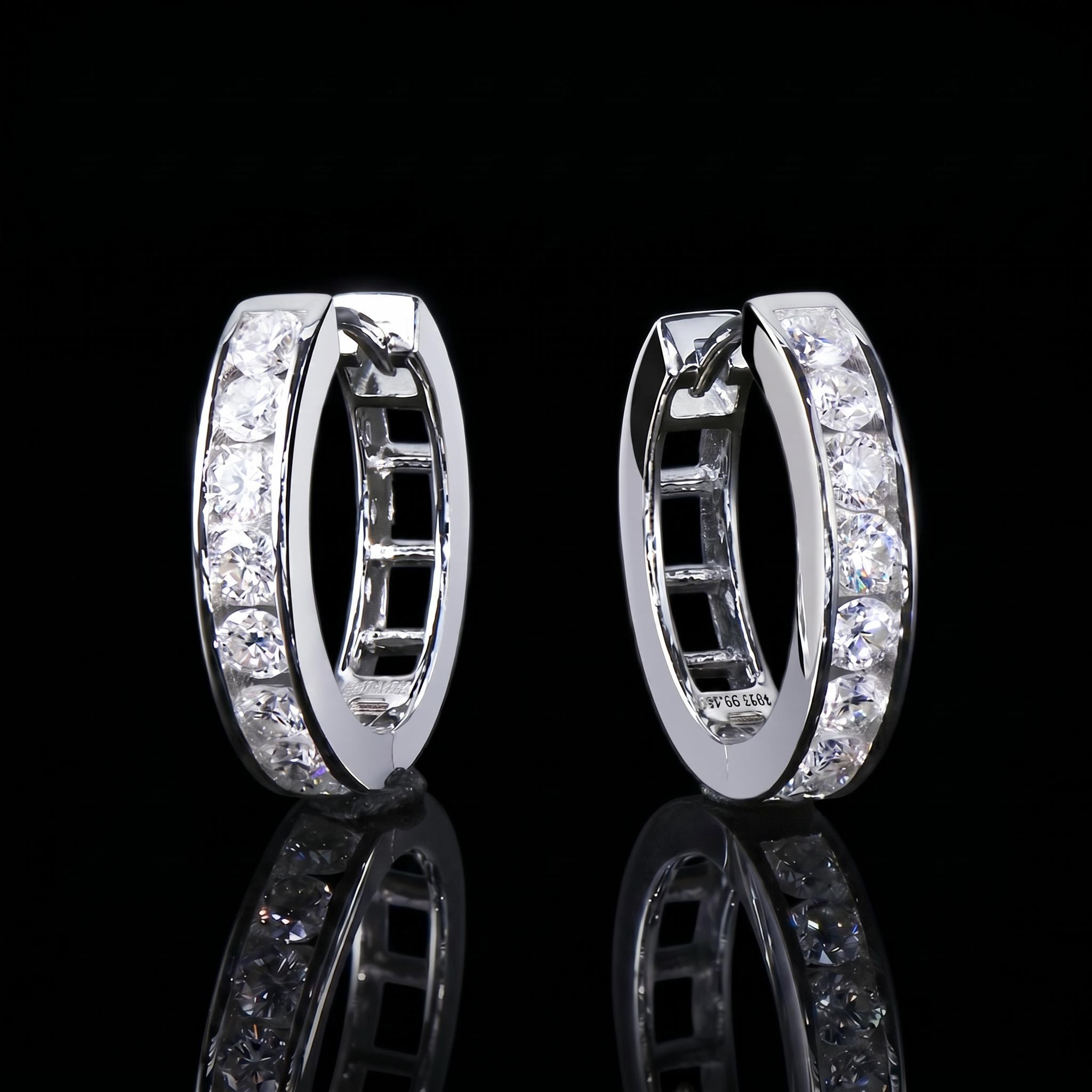 Moissanite Hoop Earrings in S925 Sterling Silver Moissanite Hoop Earrings in S925 Sterling Silver
